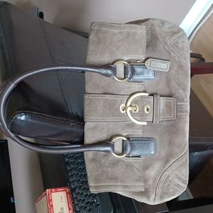 Authentic Coach Hampton Soho satchel brown suede